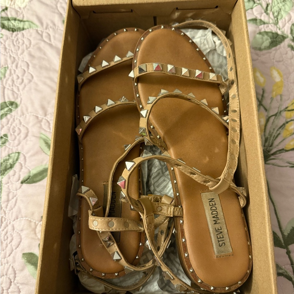 Steve Madden Beige Studded Sandals